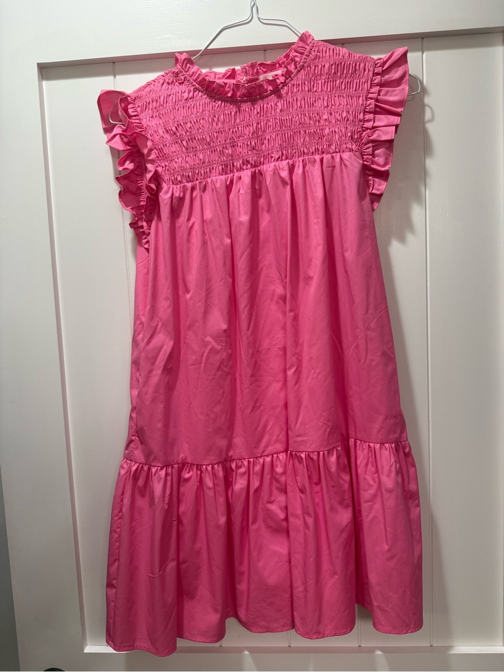 Doo.Ri Hot Pink Smocked Ruffle Casual Dress